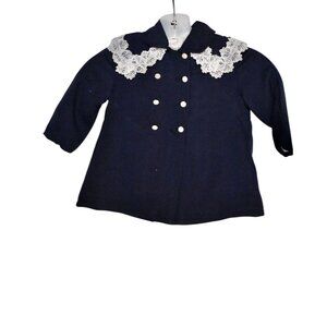 Vintage 1950's Child/Baby Navy Blue Day Coat Baby/Toddler Size See Measurements